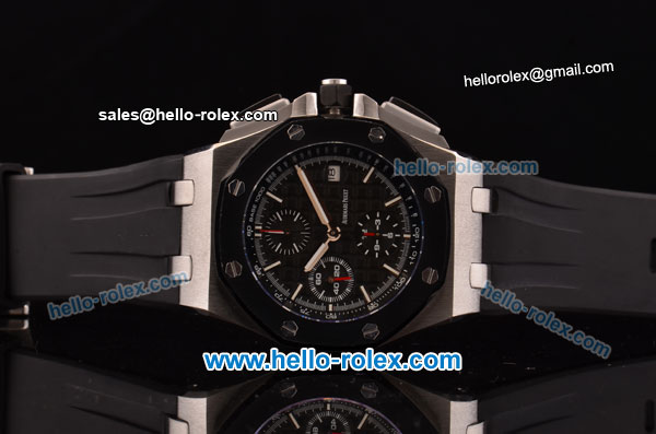 Audemars Piguet Royal Oak Offshore Chronograph Swiss Vljoux 7750-DD Automatic Steel Case with PVD Bezel Black Dial and Stick Markers - Click Image to Close